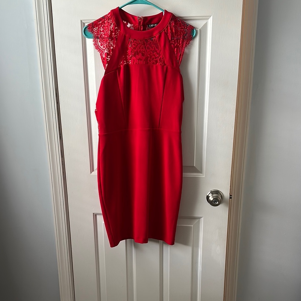 Express Red Halter Sheath Mini Dress